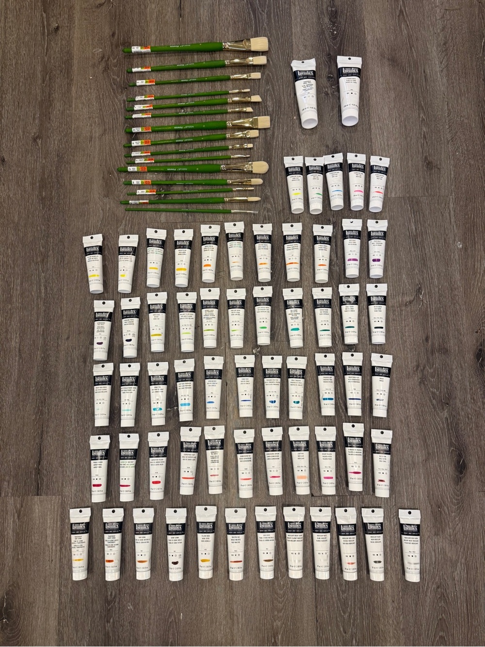 New Liquitex Acrylic Paint Lot with Professional Grade Paintbrushes